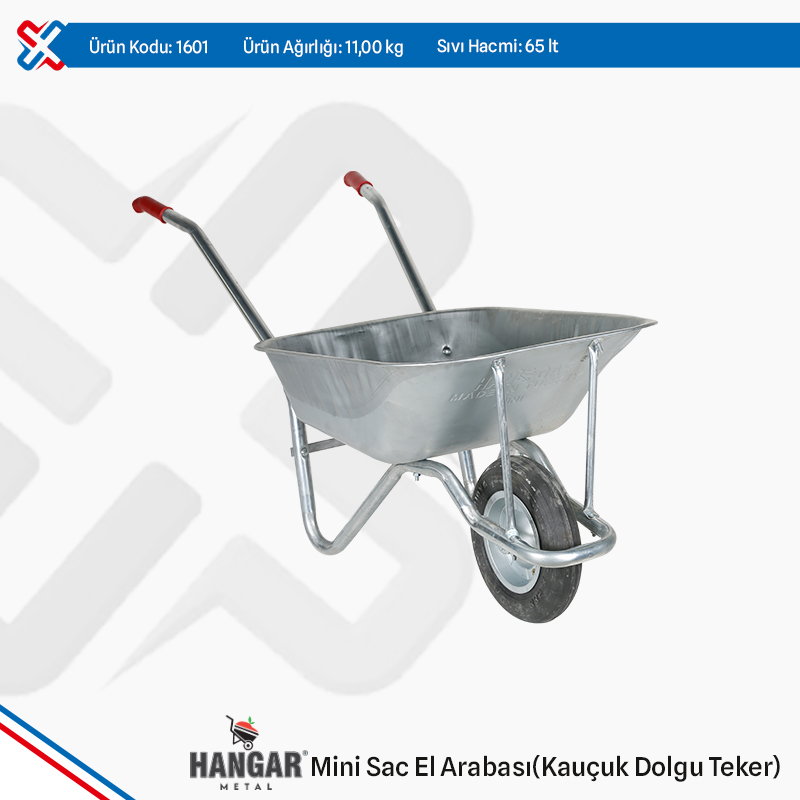 Hangar Mini Sheet Metal Wheelbarrow - Rubber Filling Wheel