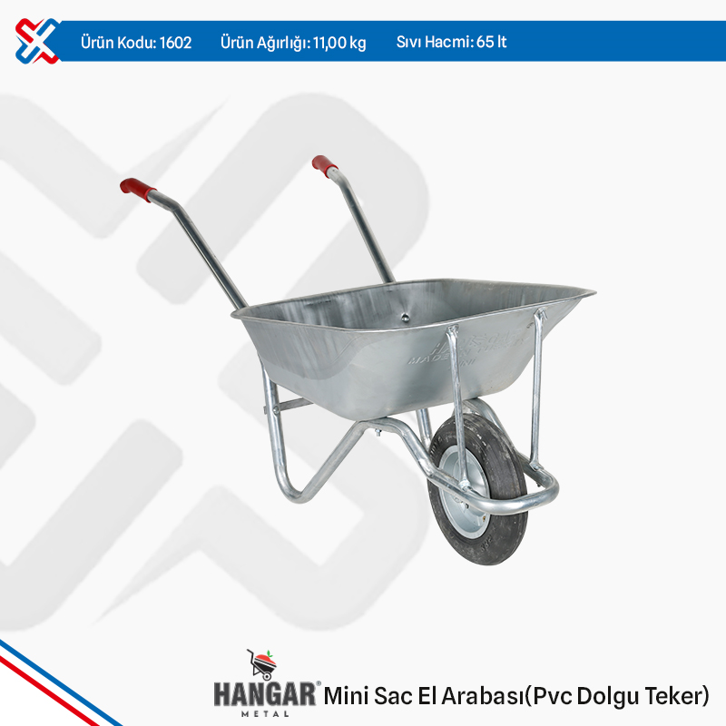 Hangar Mini Sheet Metal Wheelbarrow - PVC Filling Wheel