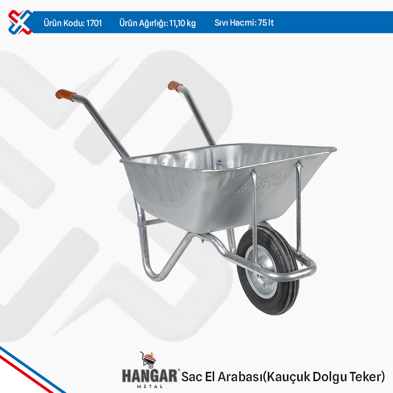 Hangar Sheet Metal Wheelbarrow  - Rubber Filling Wheel