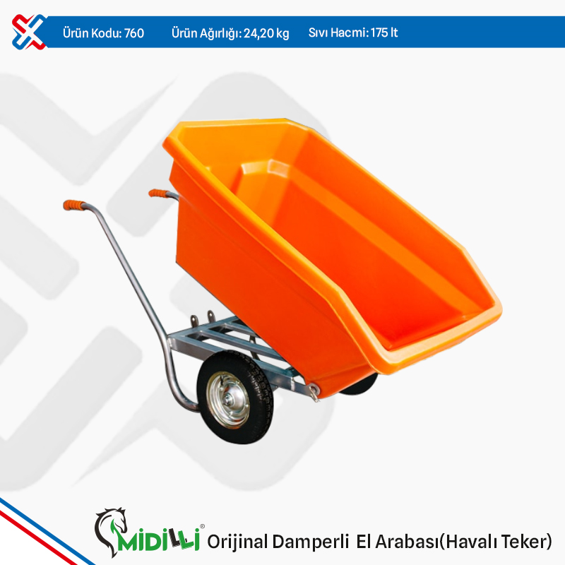 Midilli Original Plastic Dumper Wheelbarrow - Pneumatic Wheel