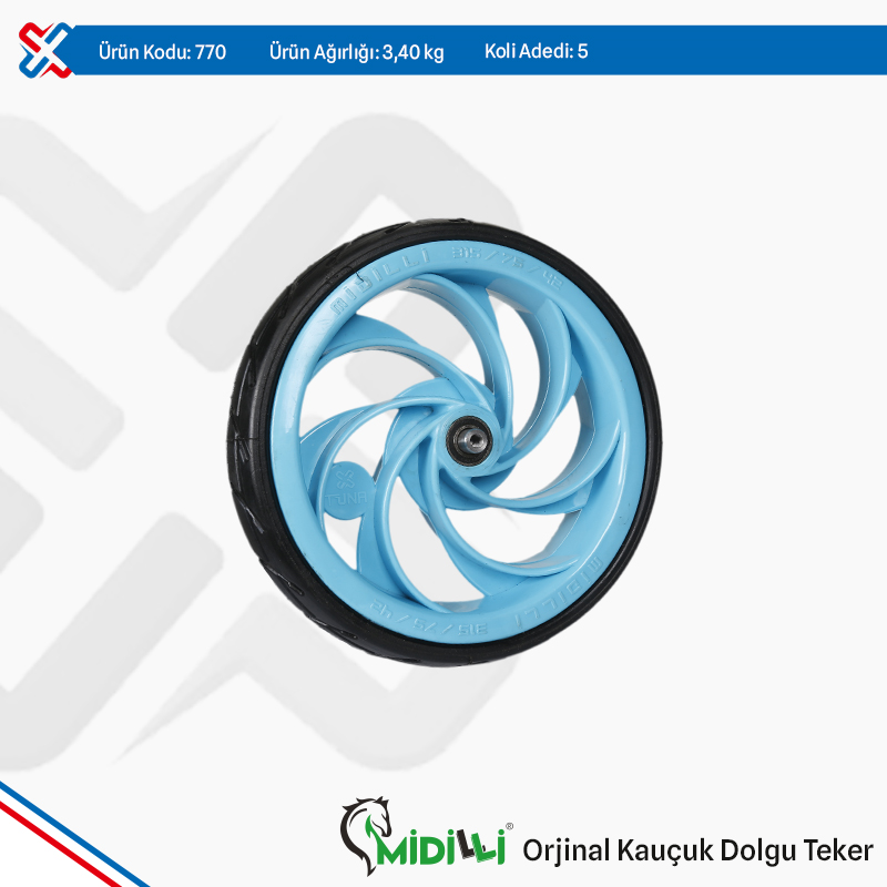 Midilli Original Plastic Rim, Rubber Filled Wheel