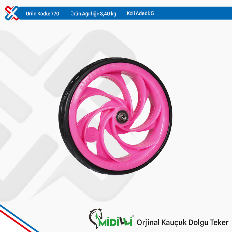 Midilli Original Plastic Rim, Rubber Filled Wheel