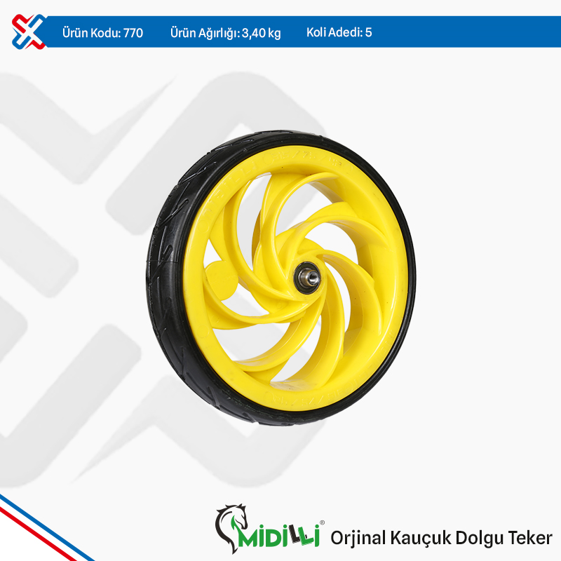 Midilli Original Plastic Rim, Rubber Filled Wheel