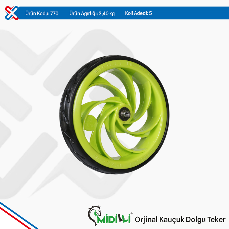 Midilli Original Plastic Rim, Rubber Filled Wheel