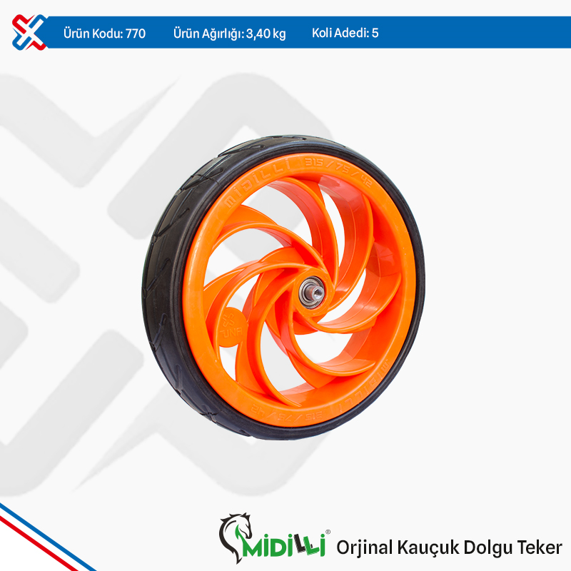 Midilli Original Plastic Rim, Rubber Filled Wheel