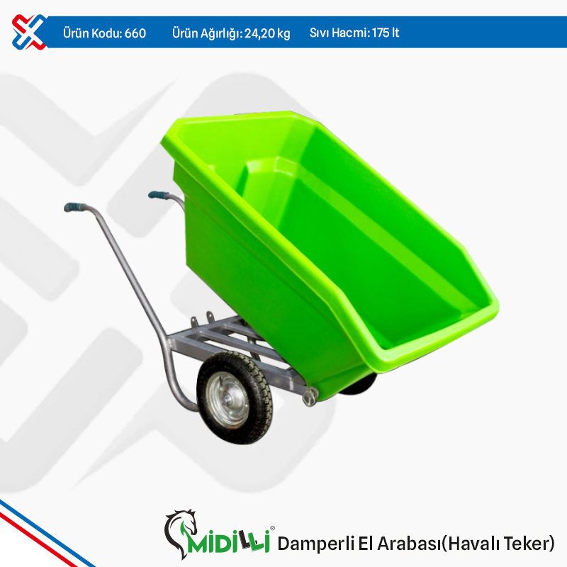 Midilli Plastic Dumper Wheelbarrow - Pneumatic Wheel