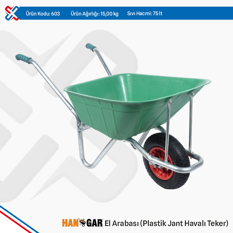 Plastic Wheelbarrow - Plastic Rim Pneumatic Wheel