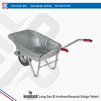 Hangar Long Sheet Metal Wheelbarrow - Rubber Filling Wheel